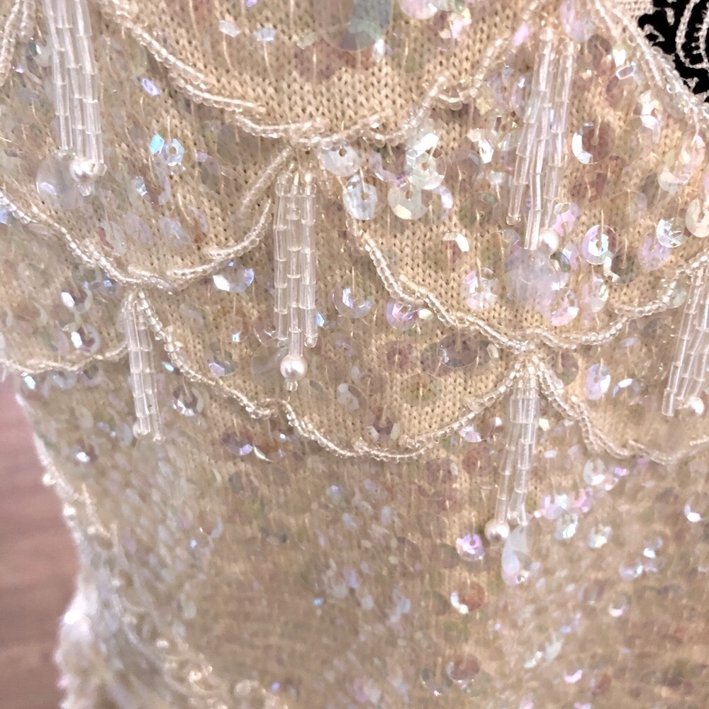 Barbara Eden/ Neiman Marcus VTG 60’s /20s crystal beaded fringe wool kni…